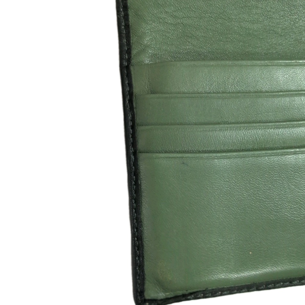 Vintage Coach Hampton Black Leather Wallet Tri Fold w/ Check Hold Green Interior - Picture 6 of 9